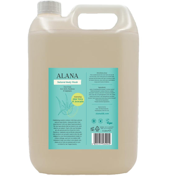 Aloe Vera & Avocado Natural Body Wash 5L - AlanaUK