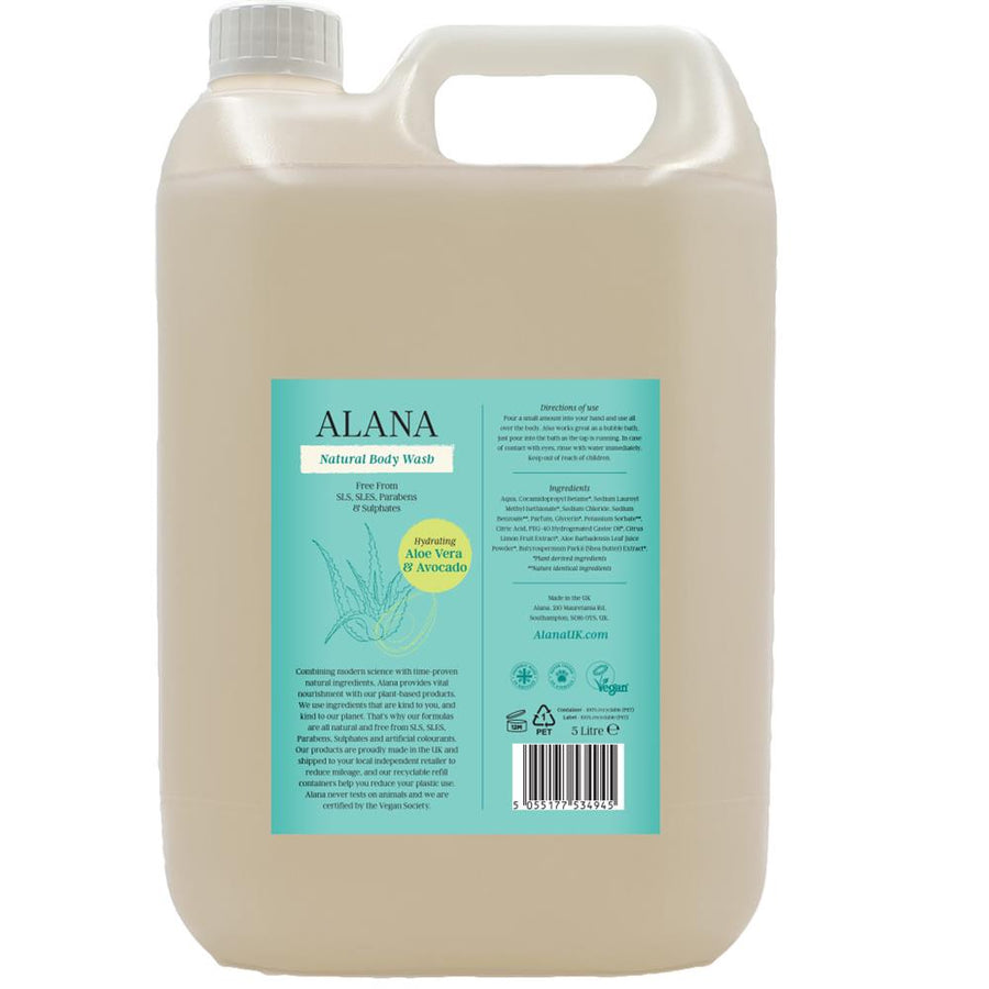 Aloe Vera & Avocado Natural Body Wash 5L - AlanaUK