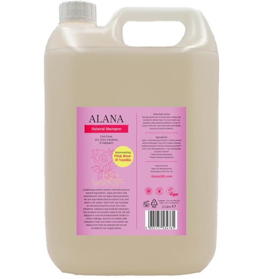 Pink Rose & Vanilla Natural Shampoo 5L - AlanaUK
