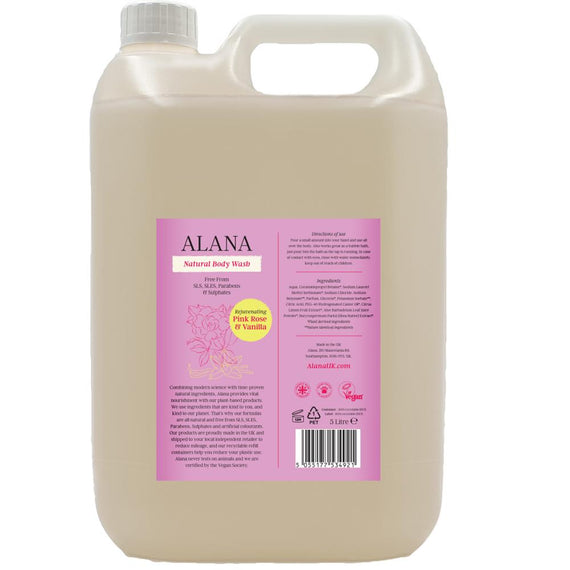 Pink Rose & Vanilla Natural Body Wash 5L - AlanaUK