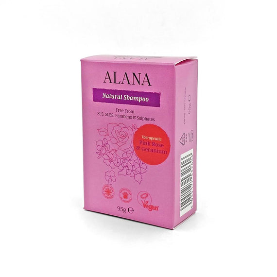 Pink Rose & Geranium Natural Shampoo Bar 95g - AlanaUK